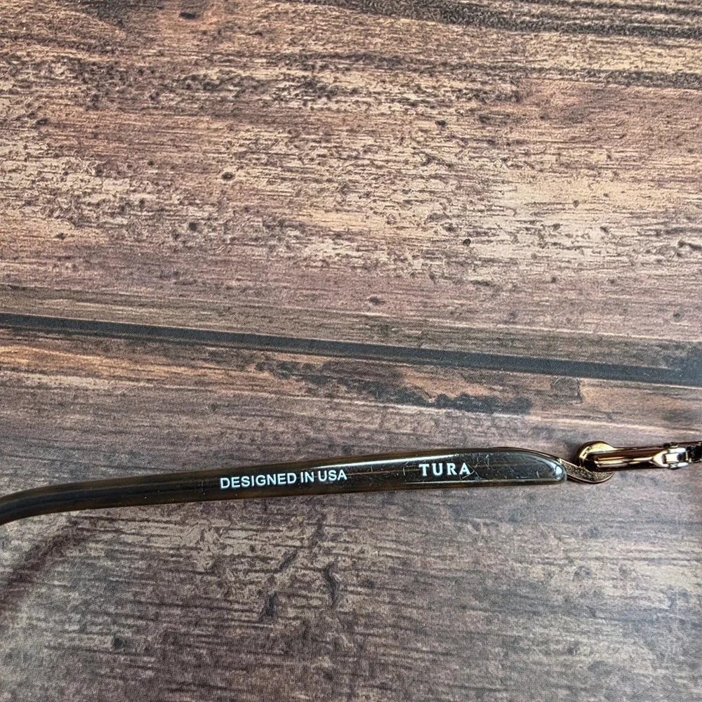 Tura R538 DBR Dark Brown Cat Eye Eyeglasses 52-15-135 Pearl Accent Frames